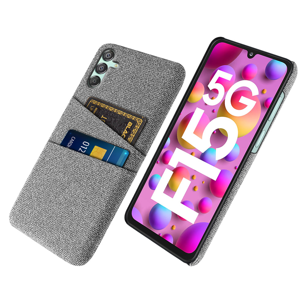 For Samsung Galaxy F15 5G / M15 5G Case Cloth+PC Cell Phone Basic Back Cover with 2 Card Slots For Samsung Galaxy F15 5G / M15 5G Case Cloth+PC Cell Phone Basic Back Cover with 2 Card Slots